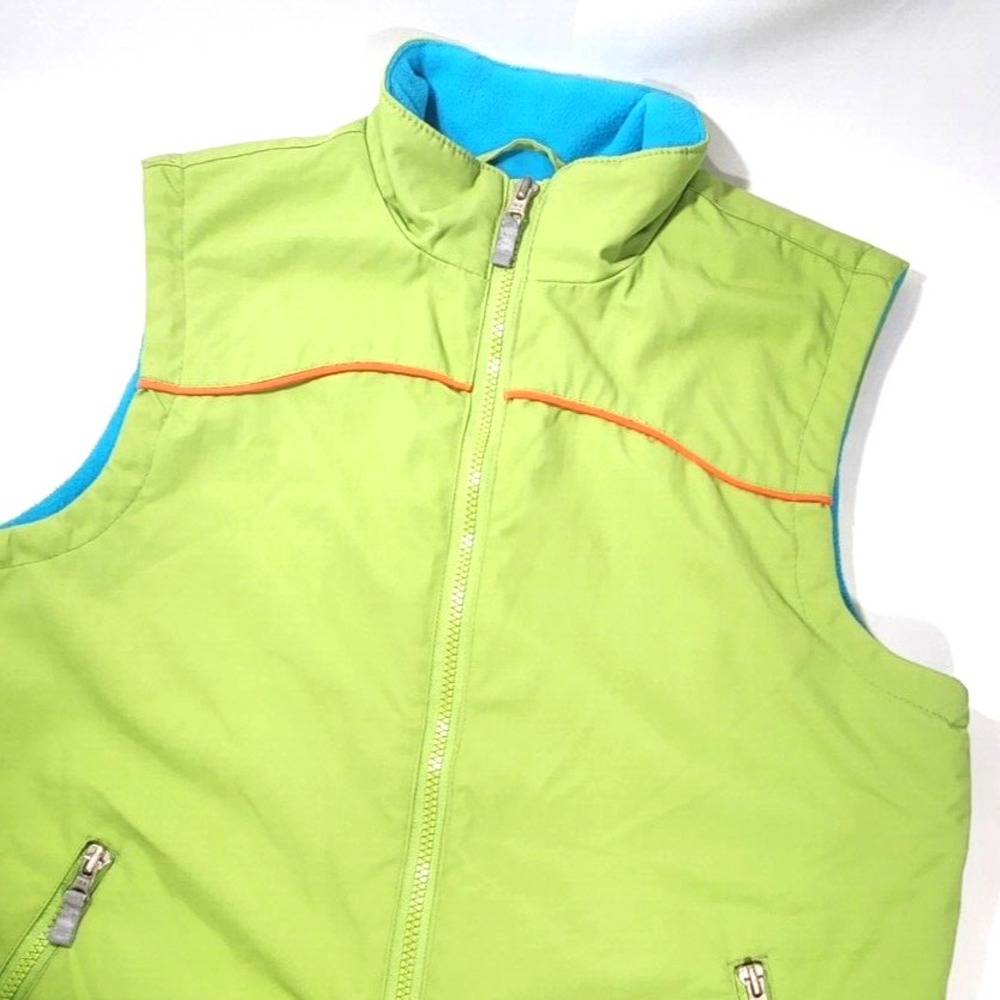 Hanna Andersson Outdoor Kids Vest Lime Green Fleece‎ Lined Full Zip Size 160